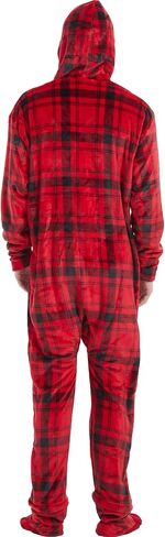 Adult Onesie Pajamas for Men Cozy Flannel Buffalo Plaid Family Mens Christmas Pjs with Footed Hoodie Unisex Outfits in Saudi Arabia