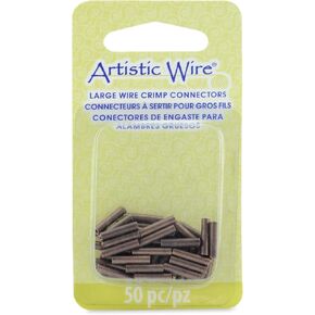 Artistic Wire Tubes, 10mm, Color, for 16 Gauge, ID 1.5 mm, 50 Pieces Antique Copper Large Wire Crimp Connectors, None