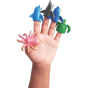 Fun Express Sea Life Finger Puppets, Set of 12 - Octopus, Turtle, Dolphin, Shark and Whale Figures - Party Favor Toys - VBS Vacation Bible School Supplies/Decor