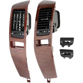 Center A/C Dash Air Vent Trim Panel With Grille, Console Outlet Insert Frame, Compatible with 2003-2009 Lexus GX470, Toyota Land Cruiser Prado 120, Replaces# 55474-60040, 55475-60040 (Walnut)