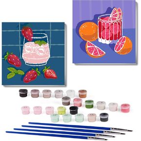 KYOQFVN 2 Pack Paint by Numbers Kit for Adults Framed - Adults Paint by Numbers Kits - Acrylic Easy Oil Paint by Number Kits on Canvas for Adults 8x8inch（with Framed）