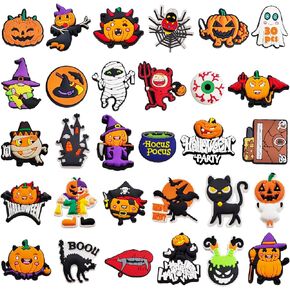 30 PCS Shoe Charms for Crocs Halloween Cartoon Shoe Decoration Party Gifts Party DIY Gifts for Bracelets Wristbands Crocs Girls Boys