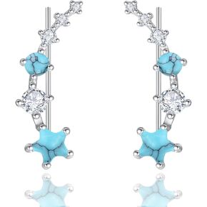 Dreamboat Star Ear Climbers Earrings for Women 925 Sterling Silver Star Ear Cuffs Crawler Earring Cubic Zirconia Climbing Jewelry Wedding Birthday Gifts