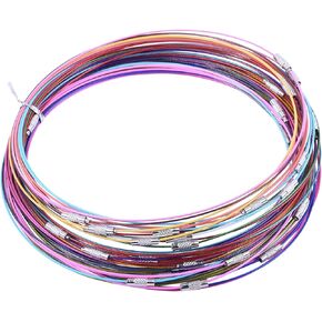KONMAY 50pcs 18'' Charms Mix-color Memory Wire Necklace Choker- 20 Colors Assorted