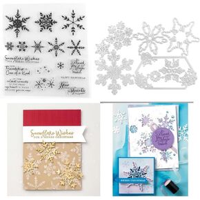 Snowflake Wishes Stamps and Dies Set for Card Making,Clear Stamps and Metal Cutting Dies Sets for Scrapbooking DIY Album Card Making Supplies in Kuwait