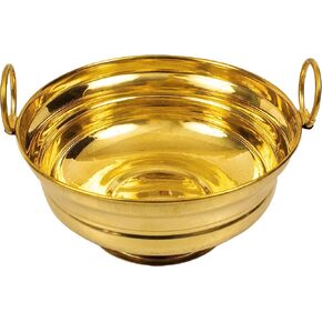 Brass Urli Decorative Bowl Vessel, Home Decor Festive Gift Item- Small Urli (with Hook 13 Cm)