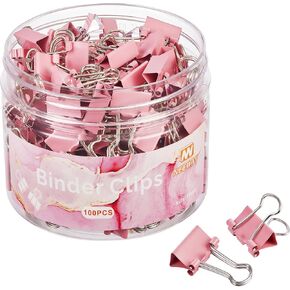 100pcs Mini Binder Clips, 5/8 inch(15mm) Small Pink Clips, Micro Binder Clips, Extra Small Clips for Office Supplies Home School and Business