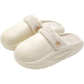 Women's Fur Lined Platform Clogs Removable Lining Waterproof Cotton Slippers Winter Fuzzy Shoes for Women Men Indoor Outdoor