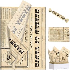 Bolsome 100 Sheets 20 * 14 Inches Vintage Newspaper Tissue Paper for Gift Wrapping Black Beige Newsprint Tissue Paper for Gift Bags for Birthday Wedding Anniversary DIY Craft