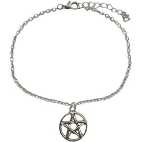 Silver Color Pentagram Anklet, Pentacle Ankle Bracelet, Pagan, Wiccan, Summer Beach Jewelry