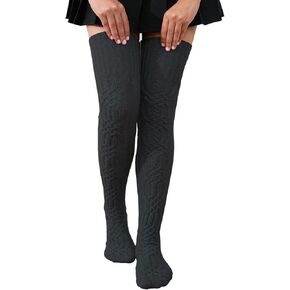 YELAIVP Women's Thigh High Socks Extra Long Cable Knit Boot Socks Over the Knee Socks Fashion Leg Warmer in Kuwait