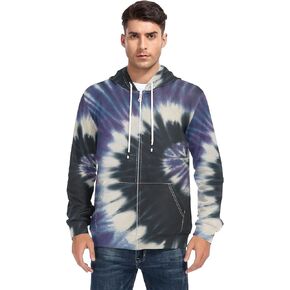 ALAZA Tie Dye Abstract Design Men's Full-Zip Fleece Hoodie