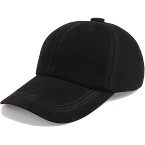 Unisex Genuine Suede Leather Baseball Caps for Mens Womens-Adjustable Back Strap