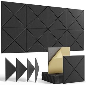 22 pack Acoustic Panels Self-Adhesive, 12"X 12"X 0.4"Sound Proof Foam Panels,Soundproof Wall Panels High Density, Acoustic Panels Sound Absorbing for Wall Decoration and Acoustic Treatment-white-02