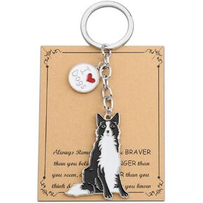 FUSTMW Border Collie Gift Keychain Dog Lovers Gift Border Collie Owner Gift Border Collie Mom Dad Gift Border Collie Key Ring