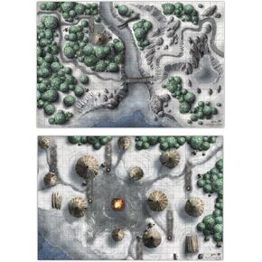 Gale Force Nine D&D: Icewind Dale Encounter: مجموعة خرائط - (2X 20x30) - خرائط الزنزانات والتنينات الرسمية لـ GF9 على سطح الطاولة