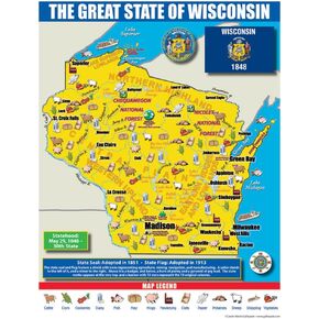 Gallopade Publishing Group Wisconsin State Map for Students - Pack of 30 (9780635106766)
