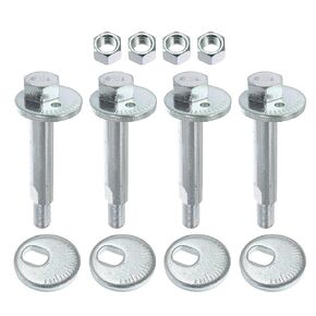 4 Pcs Eccentric Alignment Camber Bolt Compatible for Mitsubishi Montero 2001-2006, Durable Metal Silver Tone Alignment Caster Fitting Adapter