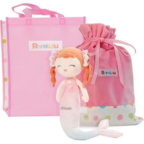 13.7" Mermaid Stuffed Doll Soft Plush Toy,Princess First Doll for Baby,Soft Plush Rag Doll Toys for Little Girls Pink