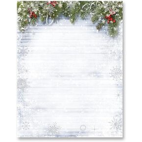 Paperdirect Snowy Sentiment Christmas Winter Foil Holiday Theme Paper Stationery, Border Paper, Letterhead 8.5 x 11, 100 sheets, Elegant Premium Writing Paper, Decorative Printer Paper