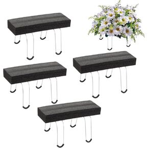 4 Pack Headstone Flower Saddles Gravestone Saddle with Floral Foam, Artificial Headstone Flower Saddle Cemetery Headstone Saddle, Floral Tombstone Saddle for Grave Cemetery Floral Decorations