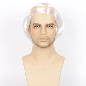 Old Man Costume Wig Short Wavy Old Man Bald wig Comb Over Style for Bald Man Costume Party Funny Wigs(Brown)