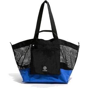 Mesh Tote Bag Men Women Shoulder Hand Carry Large Capacity Light Foldable Beach, Shopping Bag In 5 Colours