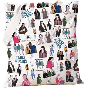 PXTIDY Emily Paris TV Show Gift Tote Bag Emily Paris Vacation Travel Grocery Bag Emily & Mindy Fans Gift Tv Series Gifts