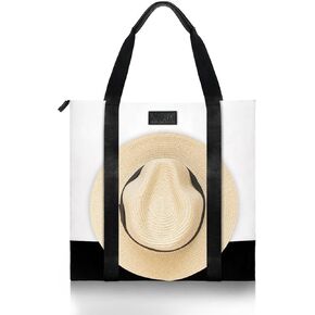Hat Carrying Tote Bag for Travel, Beach Bag with Hat Holder, Travel Hat Bag with Comfortable Pu Handle, Travel Tote Bag with Hat Holder