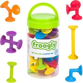 Froogly - 25 Piece Suction Toys | Montessori Bath Construction Building Set Silicone Preschool Daycare Shower Travel for Kids Toddlers Boys Girls Ages 3 4 5 6 Year Old