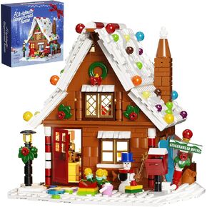 Christmas Gingerbread House Building Kit with LED Lights, Christmas Village House Blocks Set, Compatible with Lego, Xmas Decorative Gifts for Girls and Boys, Kids and Adults, Ages 6+