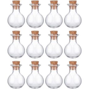 30 Pcs Mini Glass Bottles Flat Round Bottles Clear Wishing Bottles Spell Jars Cute Vials with Cork Stoppers for DIY Decoration