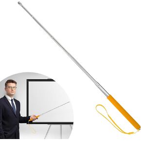 Retractable Teacher Pointer 𝟑𝟗.𝟓'', Pointer Stick with 𝗦𝘁𝘆𝗹𝘂𝘀 Smooth Sensitive Tablet Pen Stylus Pen, Teacher Coach Presenter Pointer Orange