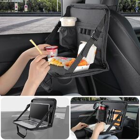 JOYTUTUS Steering Wheel Tray, Back Seat Headrest Tray for Eating Food and Drink, Work Table for Writing and Steering Wheel Laptop Desk, Car Organizer for Commuters, Travel, Family (16.54'' x 11.8'')