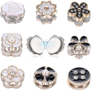 8 Pairs Hijab Magnetic Buttons, No-Snag Hijab Magnetic Pins, Sweater Shawl Clips Flower Shaped Safety Pins Scarf Dress Clip Button Clasp for Women Scarves Clothes Decorate