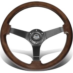 NRG Innovations RST-036BK-BKW 3" Deep Dish 350mm 3-Spoke Wood Grain Steering Wheel, 6 X 70mm Bolt Pattern,Black/Mahogany