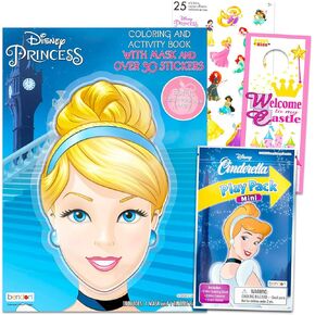 Cinderella Coloring Book Set - Bundle of 2 Disney Princess Activity Books with Stickers, Door Hanger | Cinderella Play Pack for Kids
