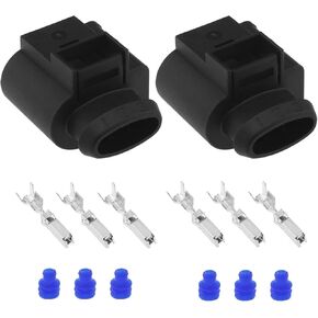 eMagTech 2 Sets of 3 Pin Fuel Rail Pressure Sensor Plug Connector 4D0971993 Replacement Sensor Plug Compatible with VW Compatible with Audi Compatible with Skoda