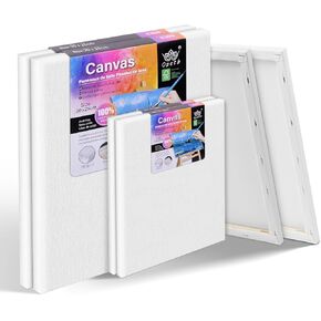 Small Stretched Canvas for Painting, 5x7 Inch 10 Pack, Triple Primed White Blank 100% Cotton Artist Framed Canvas Boards for Painting, Acrylic Pouring, Oil Paint Dry & Wet Art Media