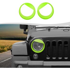 Headlight Turn Light Cover Trim Fit for 2007-2018 Jeep Wrangler JK JKU Exterior Accessories (Green)