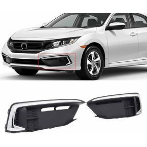 Front Bumper Fog Light Lamp Cover Bezel Set Fit for Honda Civic 2019 2020 2021