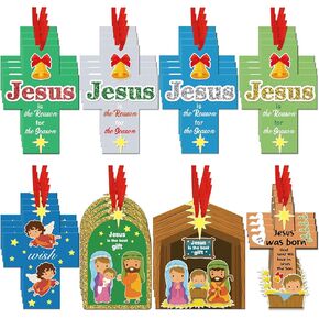 32 مجموعة من مجموعات حرف الميلاد للأطفال DIY الكتاب المقدس وحرف عيد الميلاد الدينية المسيحية يسوع هو السبب في زخرفة الحرف المسيحية لمدرسة الأحد للأطفال وأنشطة الفصول الدراسية في مرحلة ما قبل المدرسة