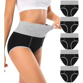 High Waisted Underwear Womens Cotton Soft Breathable Briefs Ladies Panties Multipack (Regular & Plus Size