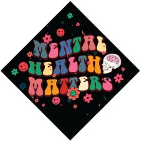 Mental Health Matters Floral Custom Grad Cap Topper, Grad Cap Decorations and Graduation Hat Accessories