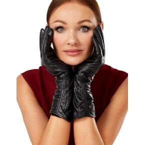 VIKIDEER Elegant Long Leather Gloves for Women with Plush Lining Warm Soft for Evening Opera or Daily