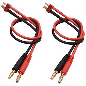 YLP 2PCS T-Plug to 4mm Banana Plugs Style Connector RC Battery Balance Charge Cable Adapter Connectors for RC Helicopter Quadcopter Lipo Battery