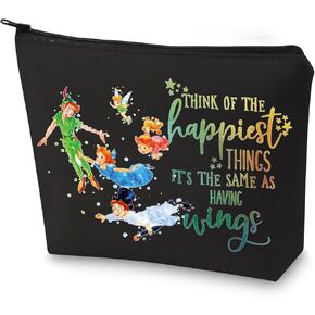 WZMPA Peter Movie Cosmetic Bag Fairytale Fans Gift Think Of The Happiest Things It's The Same As Having Wings Peter Makeup Zipper Pouch Bag Peter Cartoon Merchandise (Peter Happiest Things)