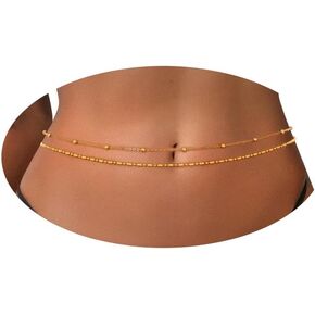Belly Chain for Women Gold Layered Sequins Waist Chains Adjustable Beads Body Chain Body Jewelry Accessories for Bikini Beach