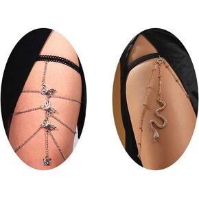 Butterfly Leg Chain for Women Thigh Chain Jewelry for Girls Gold Snake Body Jewelry for Summer