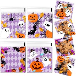 CMJSGG Halloween Cellophane Clear Treat Bags 400 Pcs Halloween Cookie Bags Self-Adhesive Clear Bags Trick or Treat Candy Bags Halloween Clear Bags for Gifts Candy Cookie Snacks Party Favors